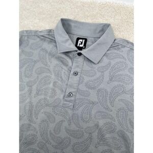 FootJoy Polo Shirt Mens XL Gray Paisley Golf Performance Stretch Short Sleeve